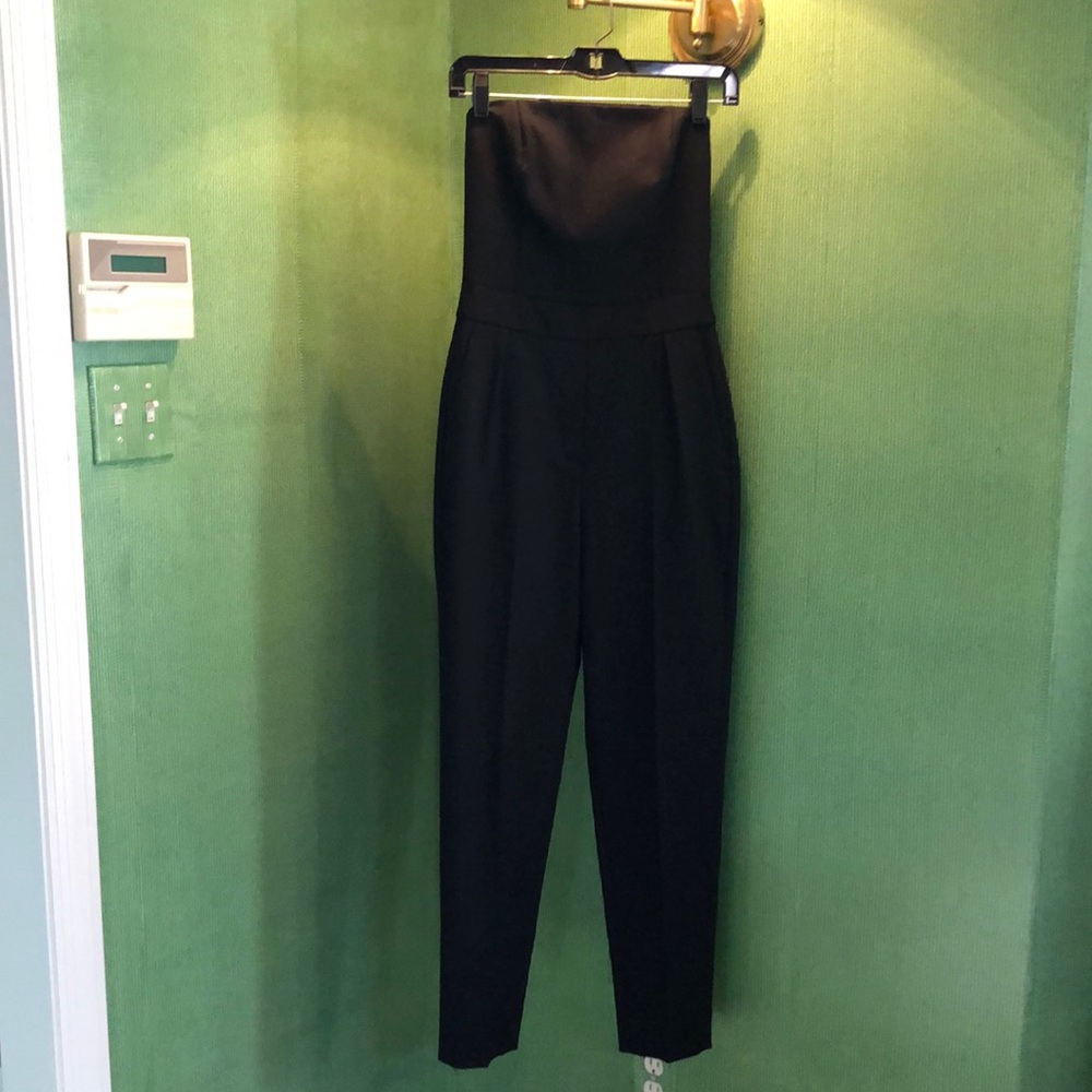 Theory Womens City Jumpsuit Pleated Wool Blend - Black